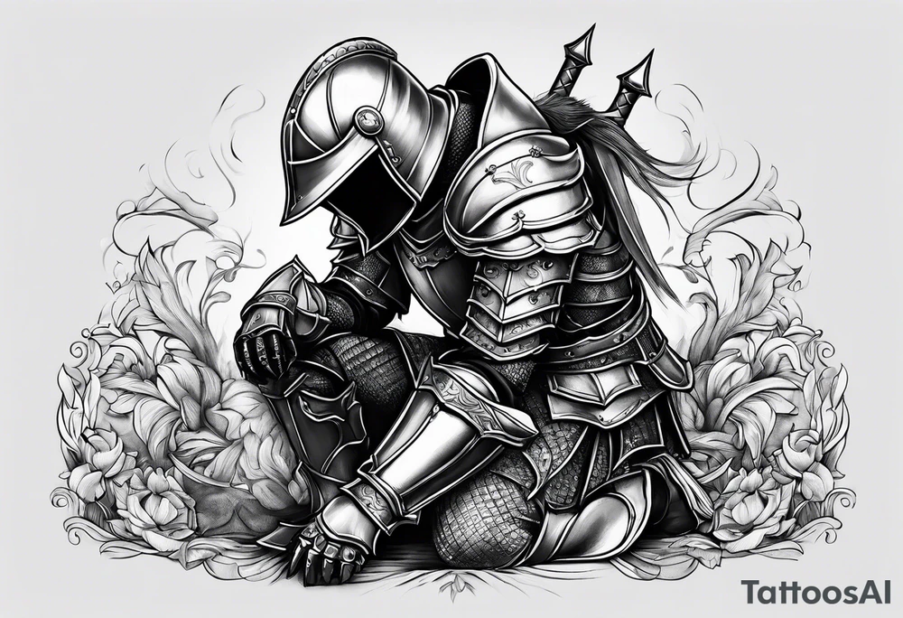 knight kneeling tattoo idea