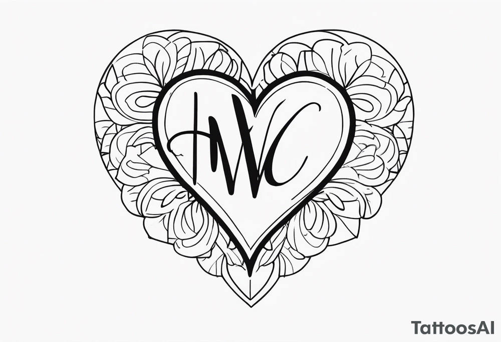Heart with initials tattoo idea