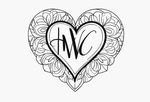 Heart with initials tattoo idea