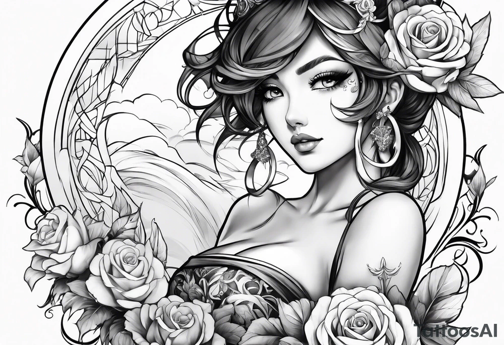 hot anime pinup tattoo idea