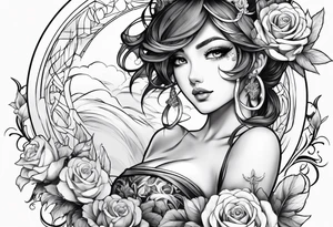hot anime pinup tattoo idea
