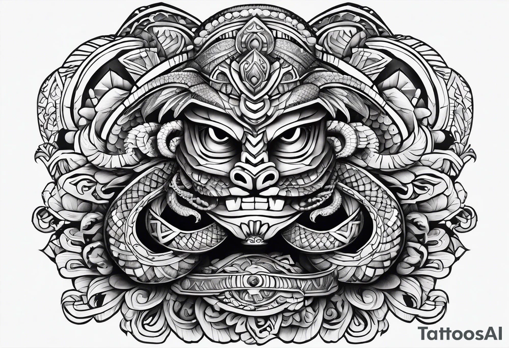 aztec snake sleeve tattoo idea