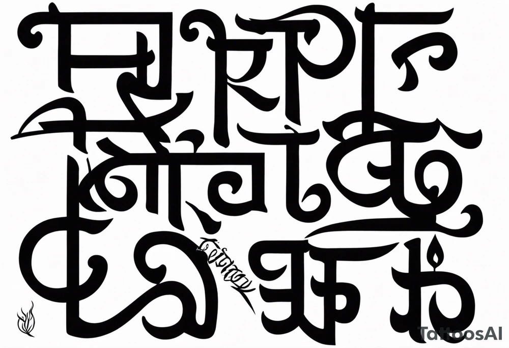 Tattoo ਨਿਰਭਉ ਨਿਰਵੈਰ written in Gurmukhi written text. Add fire and heart to symbolize strength and love tattoo idea