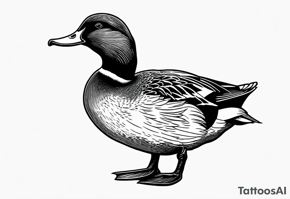 Dabbling Duck wearing a small jacket that says "XRP" on it tattoo idea Dabbling Duck wearing a small jacket that says "XRP" on it tattoo idea