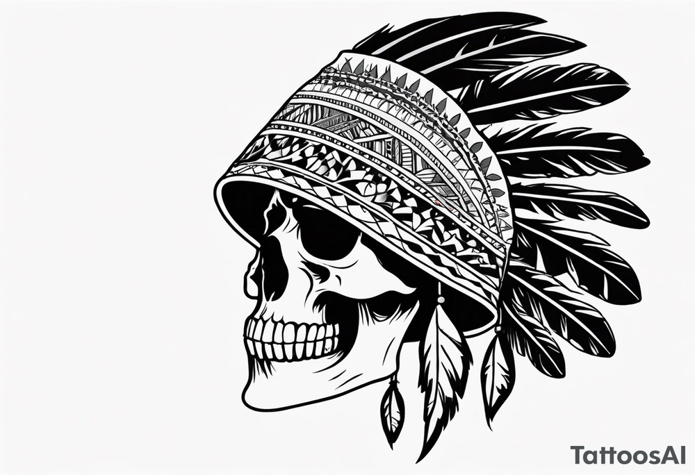 Native bonnet with skull tattoo idea