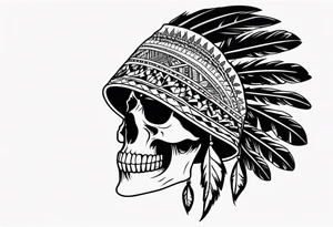 Native bonnet with skull tattoo idea