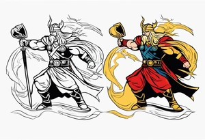 Lightning god thor fighting Jormangdr tattoo idea