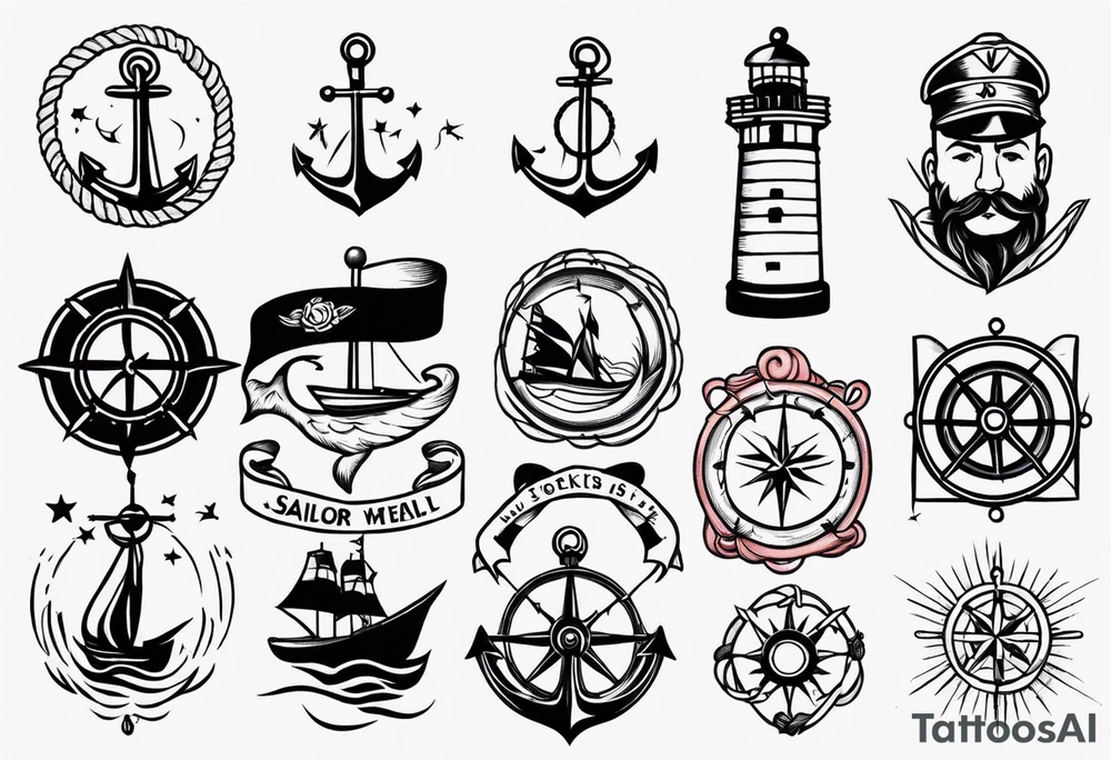 traditional sailor tattoo ideas for full arm tattoo idea