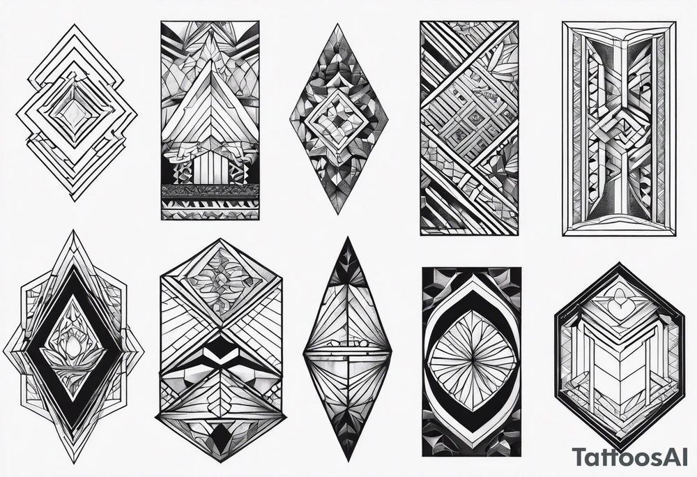 Black and white geometric sleeve tattoo idea