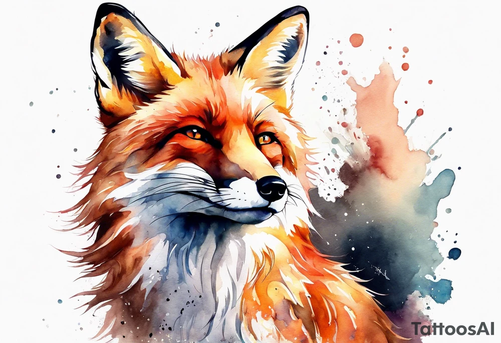 Watercolor fox tattoo idea