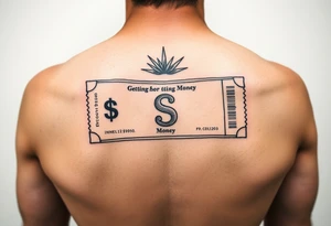 Ticket design with a getting money aura and a chosen money theme tattoo idea