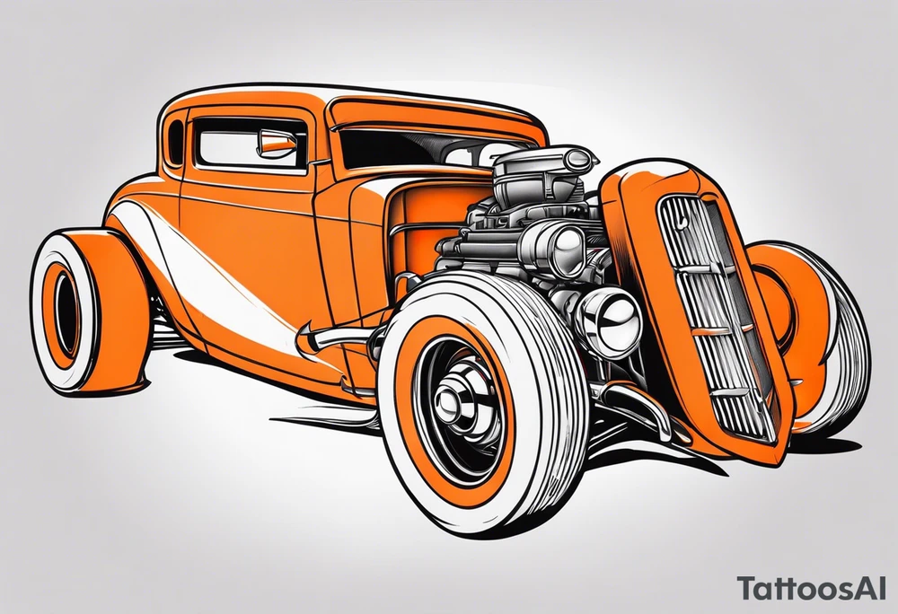 Orange hot rod tattoo idea
