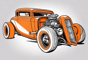 Orange hot rod tattoo idea