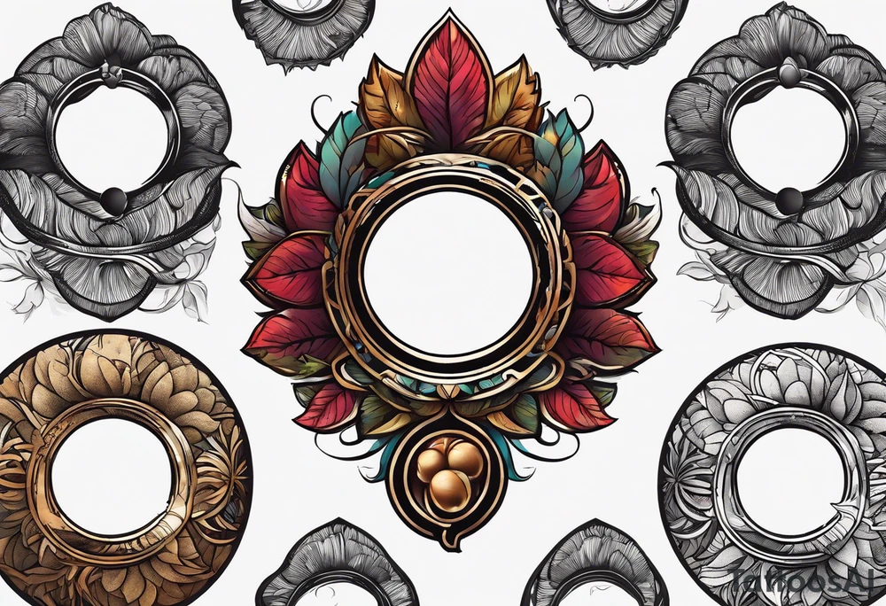 enso ring and acorn symbols tattoo idea