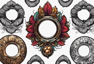 enso ring and acorn symbols tattoo idea