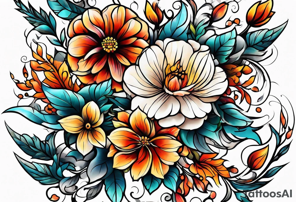 flower fire for a male tattoo idea