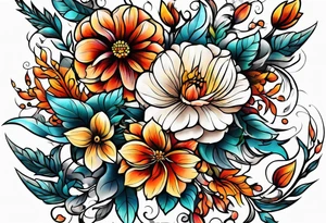 flower fire for a male tattoo idea