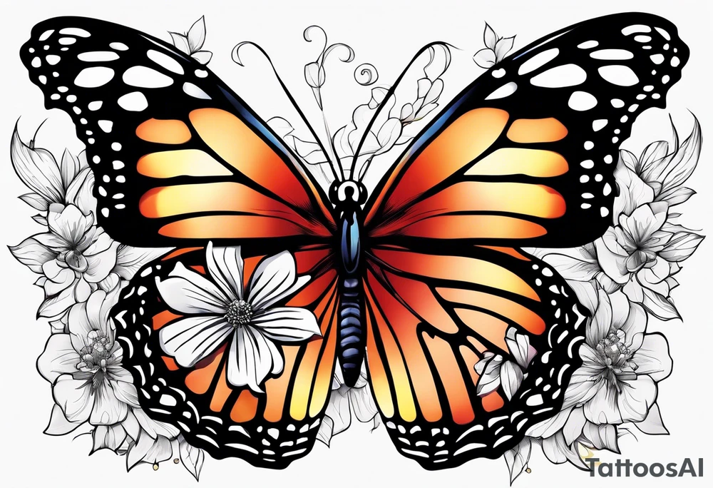 butterfly, snow, flower tattoo idea