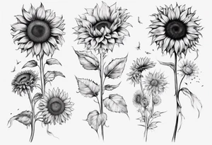 Sunflower sleeve with dandelion tattoo idea