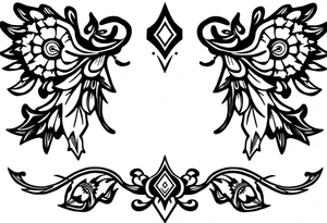 long shaman style mytical bold line with rhyme tattoo idea