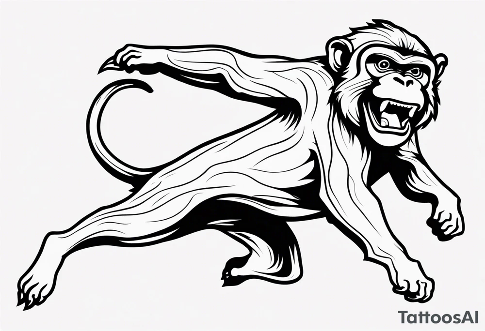 traditional japanese art jumping monkey tattoo idea