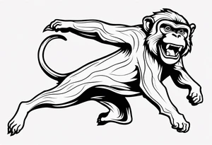 traditional japanese art jumping monkey tattoo idea