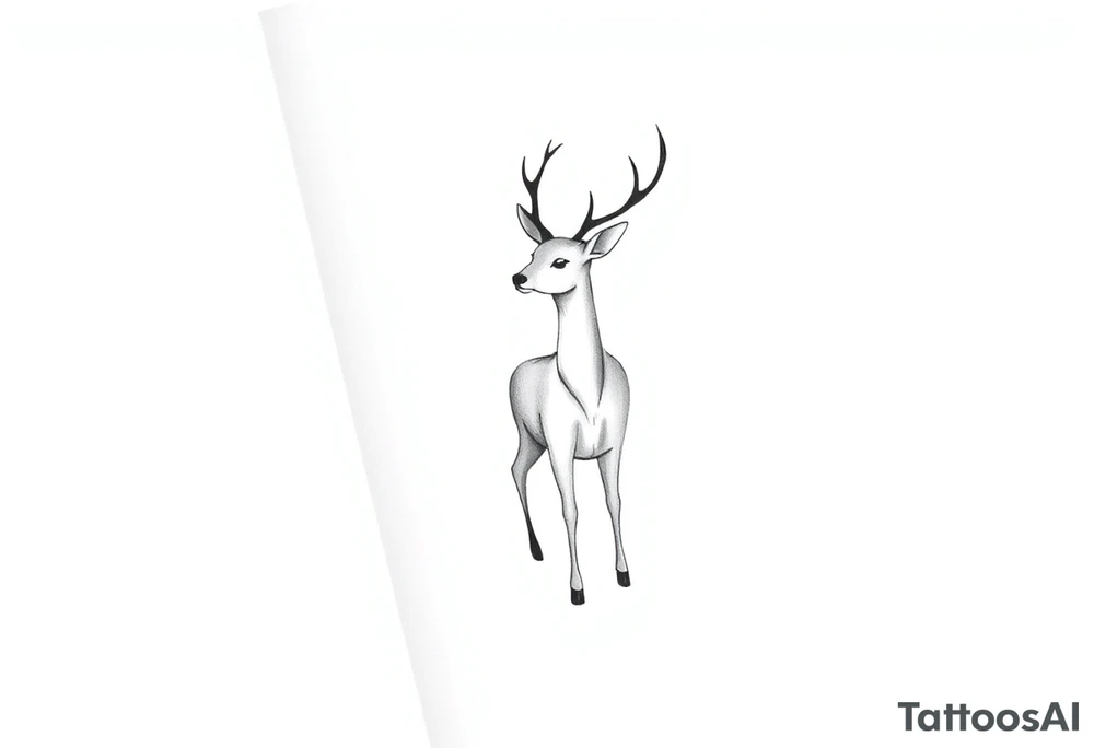 Simplistic shin tattoo of deer. I want the tattoo to emphasize the innocence, calmness, attentiveness, and beauty of the deer tattoo idea