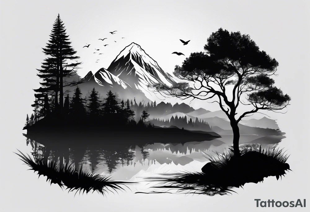 Bäume silhouette schwarz tattoo idea