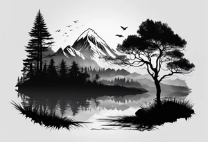 Bäume silhouette schwarz tattoo idea