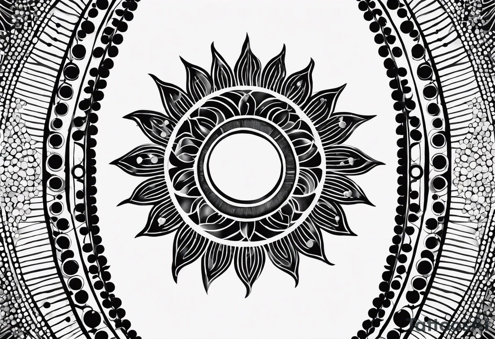 simple sun made of black dots and circles tattoo idea