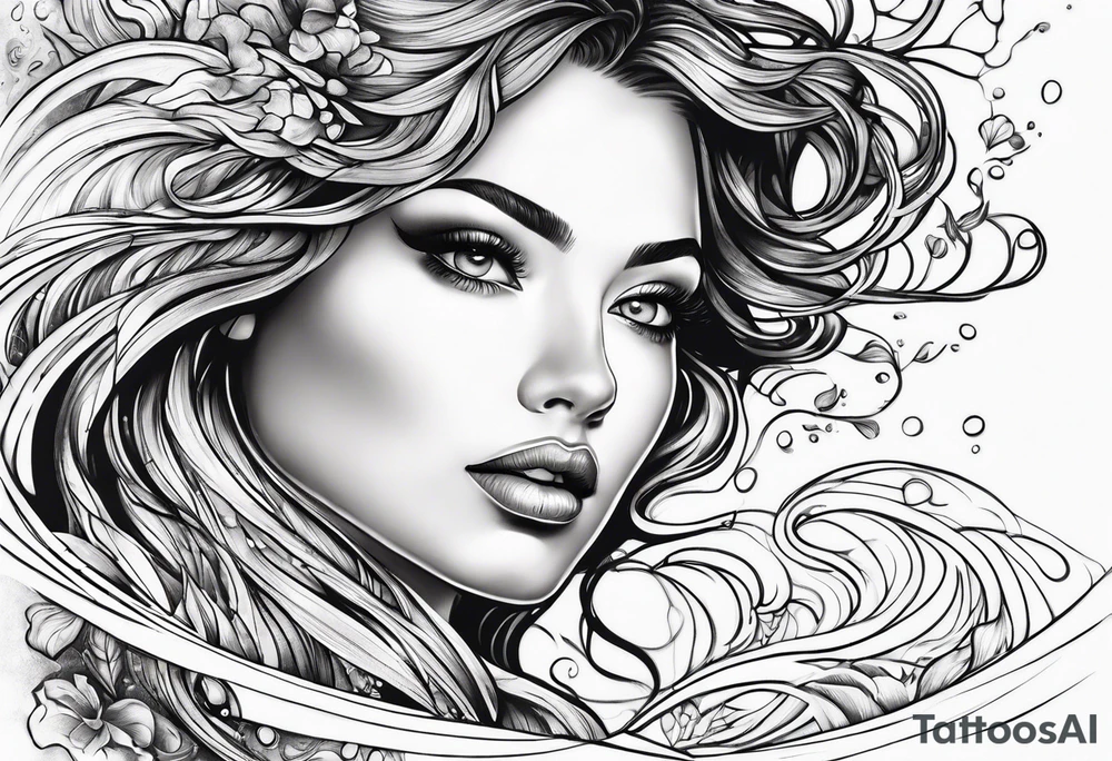 flowing water decorative tattoo idea