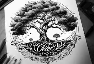 arbre de vie avec les  prénoms Charly et Gaby tattoo idea