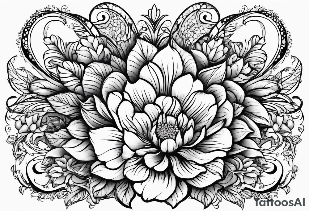 ornaments of flowers tattoo idea