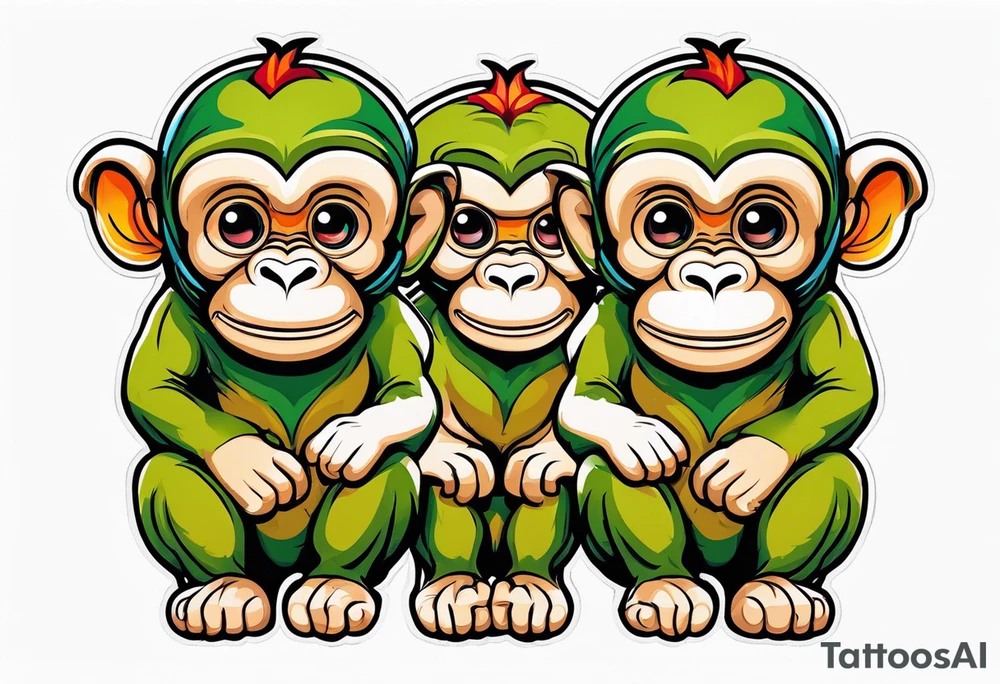 three wise monkeys symbol tattoo idea