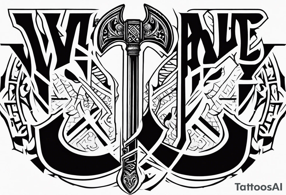 Valhalla 
 sword stairs axe tattoo idea