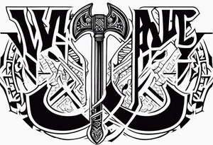 Valhalla 
 sword stairs axe tattoo idea