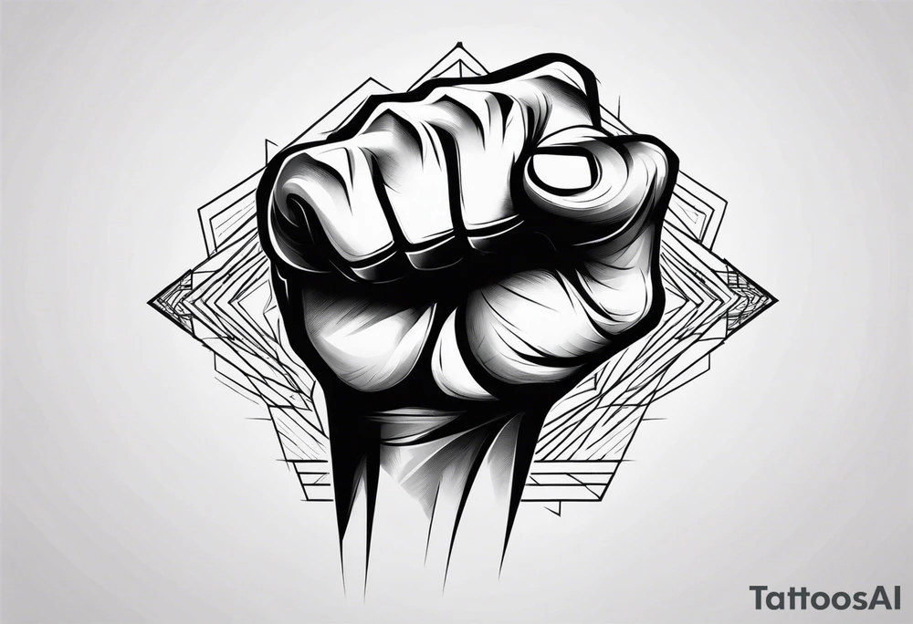 A clenched fist on the back using negative space techniques tattoo idea A clenched fist on the back using negative space techniques tattoo idea