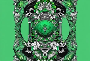 abstract, green and black, covered from wrist to forearm, fully covered, no borders, blackwork, no people tattoo idea