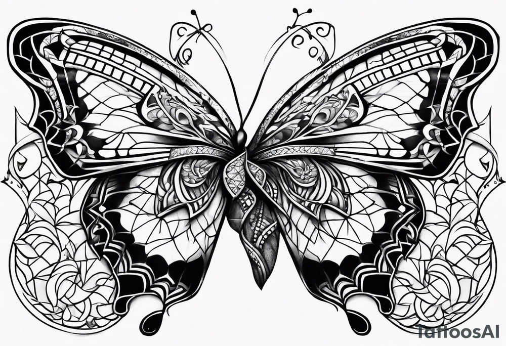 Small butterfly with Indra’s net blanket tattoo idea