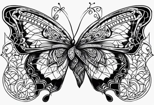 Small butterfly with Indra’s net blanket tattoo idea