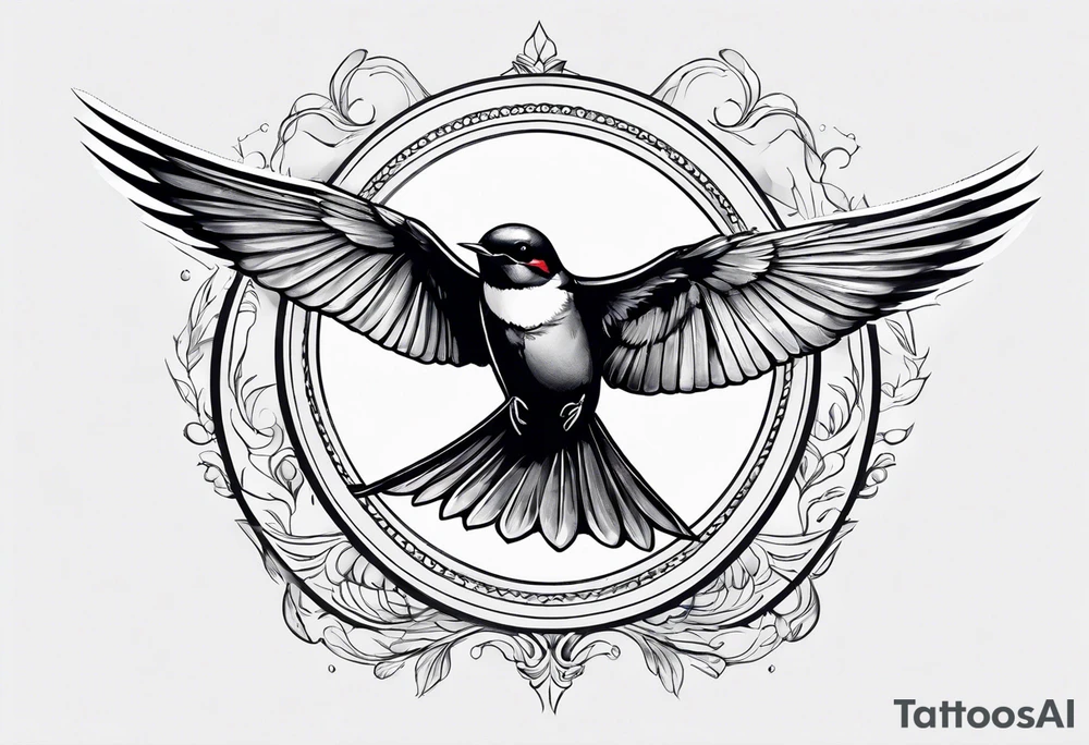 realistic swallow with open wings tattoo idea
