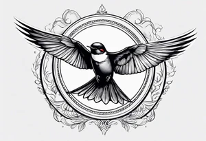 realistic swallow with open wings tattoo idea