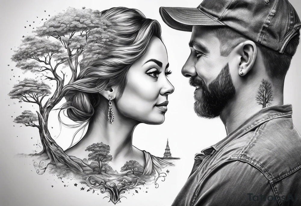 Family tree with mom side and dads side tattoo idea