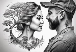 Family tree with mom side and dads side tattoo idea