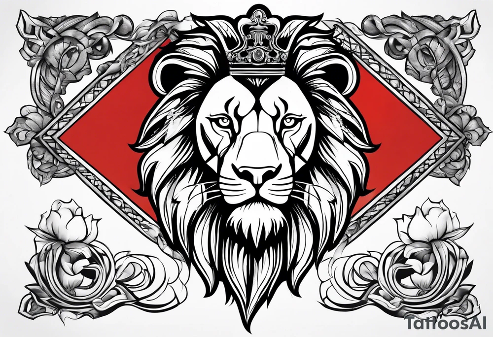 Lion tattoo with cross and armenian flag tattoo idea