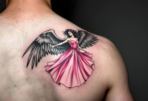 Eagle with a pink dress tattoo idea