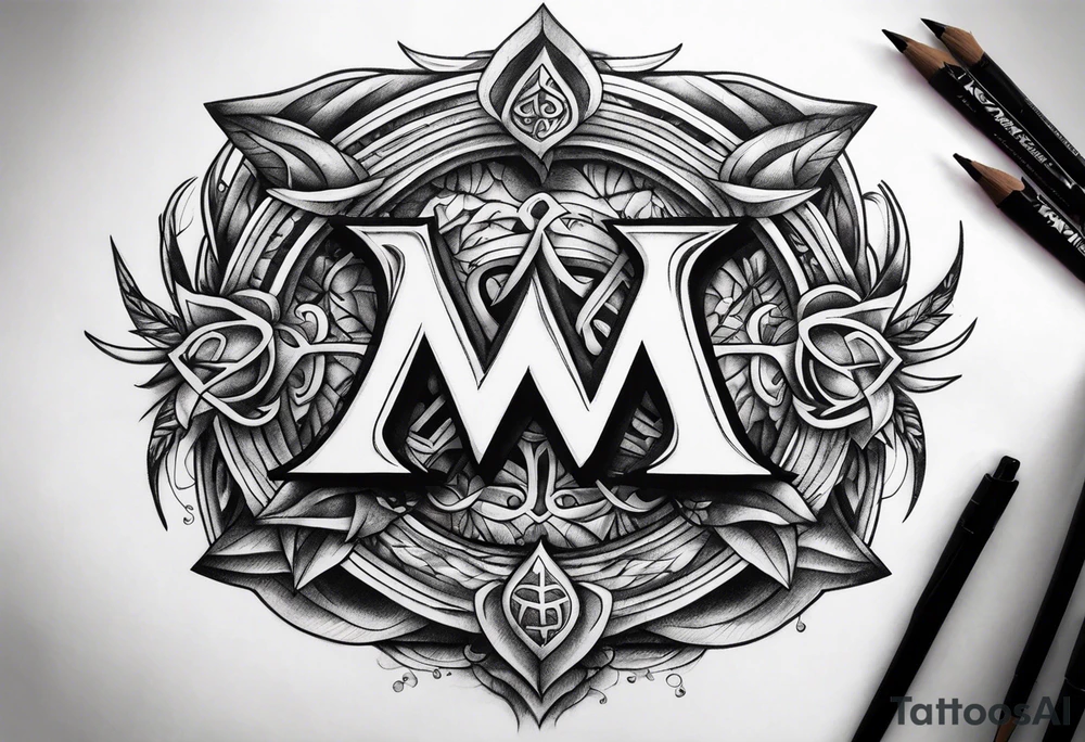 the letters A W R in the middle of a ninja headband tattoo idea