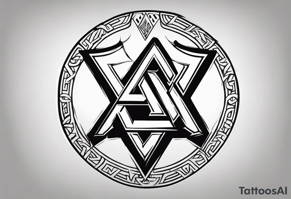 Valhalla shield sword axe Valknut fire tattoo idea
