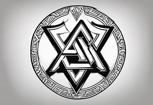 Valhalla shield sword axe Valknut fire tattoo idea