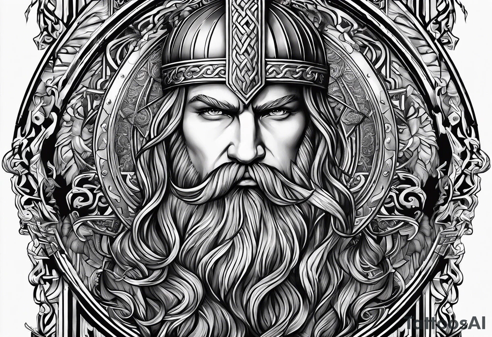 The Viking is at the bottom of the stairs that lead to the gate to Valhalla. tattoo idea